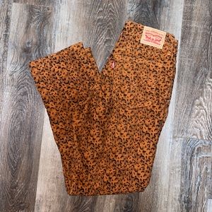 Levi Wedgie Straight Cheetah Print Corduroys